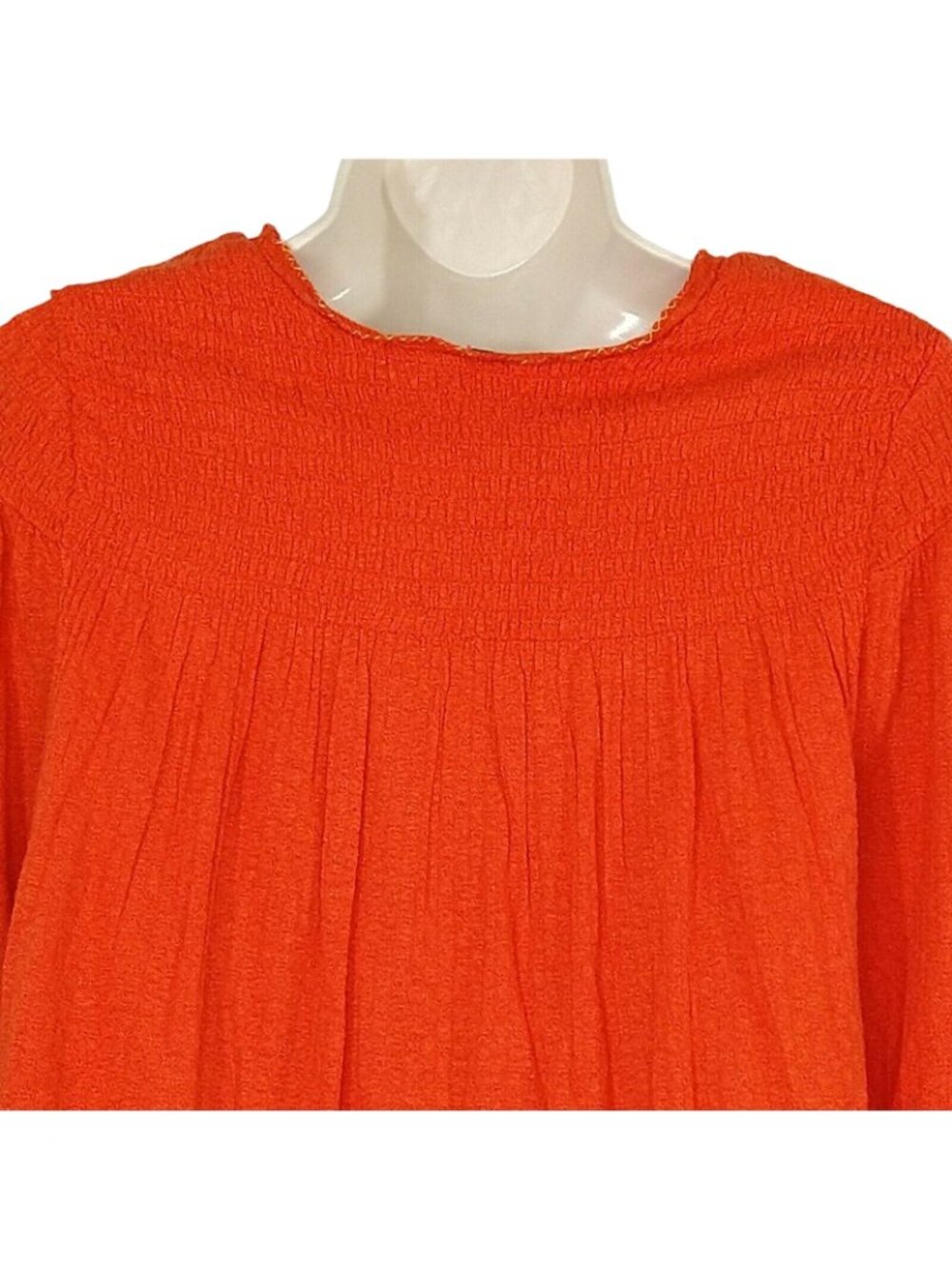 Free People Begonia Top Blouson Embroidered Boho Size XS Orange Purple Long Slv - Picture 6 of 10